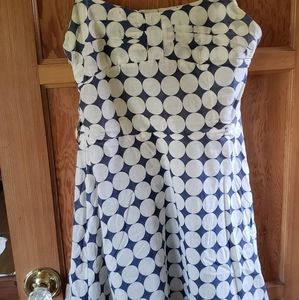 Vintage navy blue and light cream tissue dress
